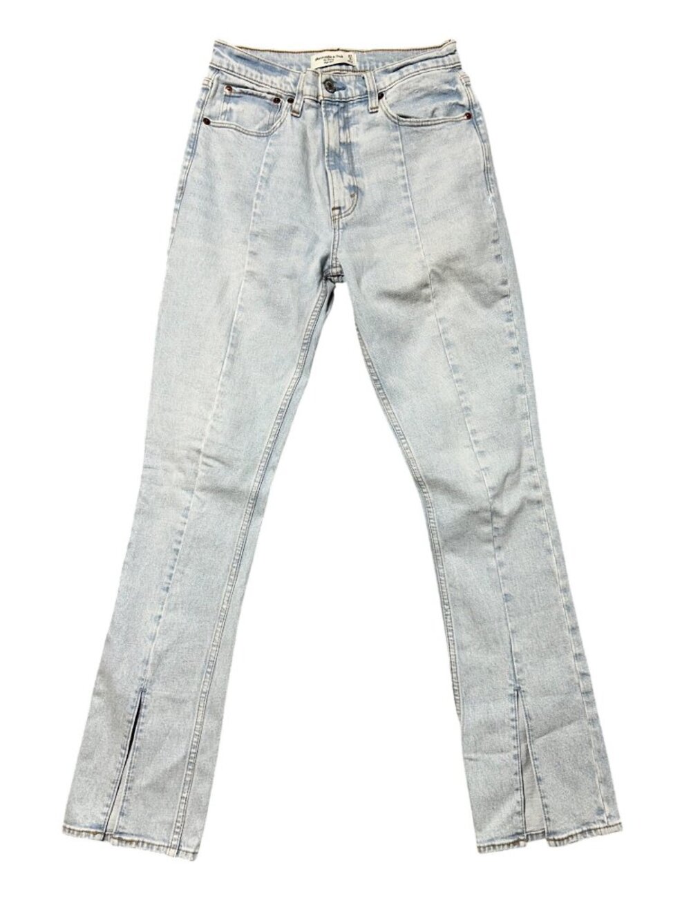 Abercrombie & Fitch Women's Sz 27 High Rise Light Wash Denim With Slit Hem